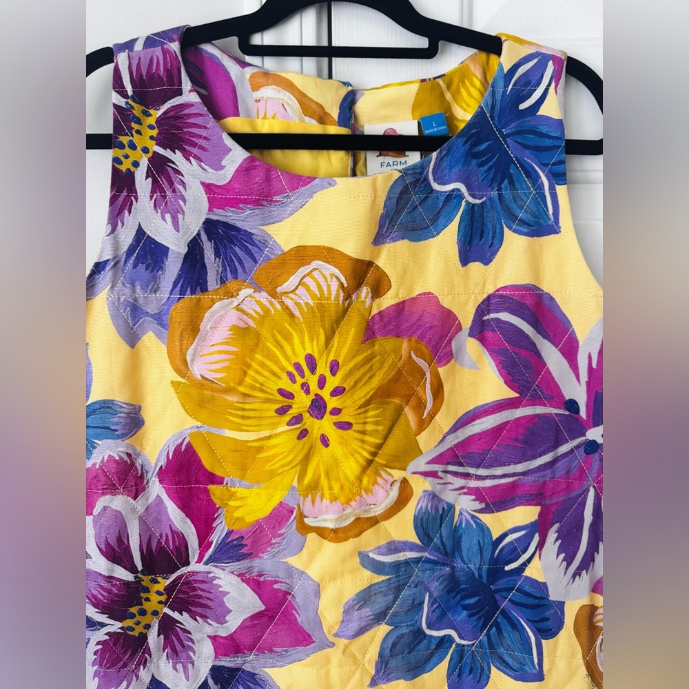 Farm Rio Floral Sleeveless Quilted Shift Mini Dress - Picture 6 of 13
